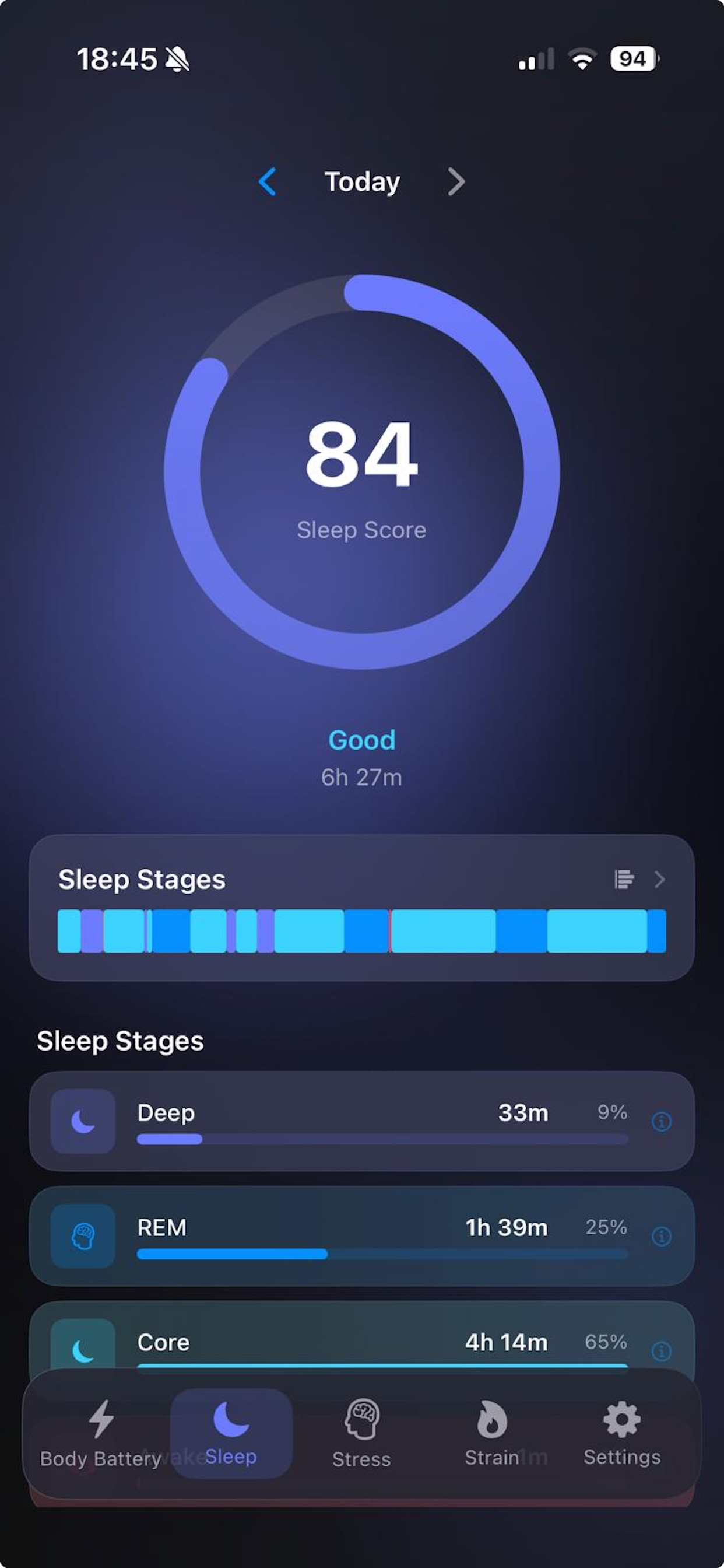 Sleep analysis on iPhone