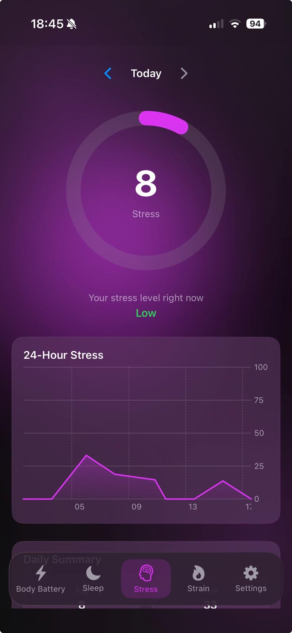 Stress monitoring on iPhone
